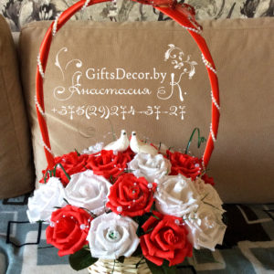 Корзина с цветами из конфет